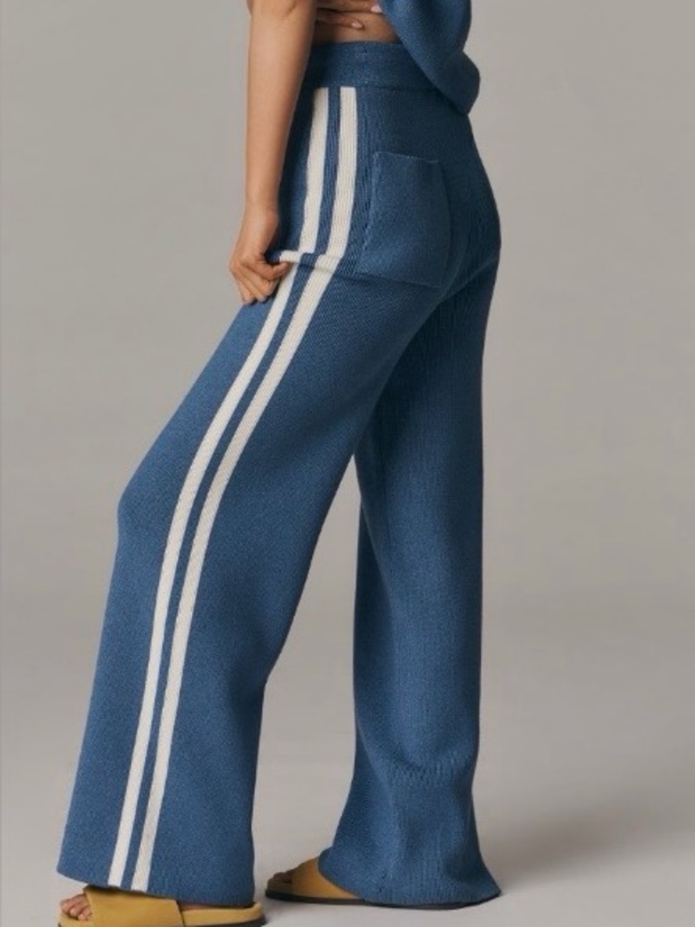 Anthropologie Maeve Knit Side Stripe Track Pants Blue